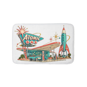 Atomic Gas Retro Futuristic Gas Station Bath Mat
