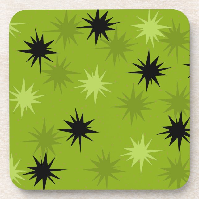 Atomic Green Starbursts Hard Plastic Coasters (Front)