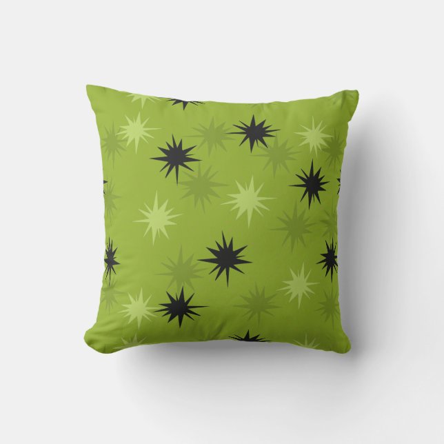 Atomic Green Starbursts Outdoor Pillow (Front)