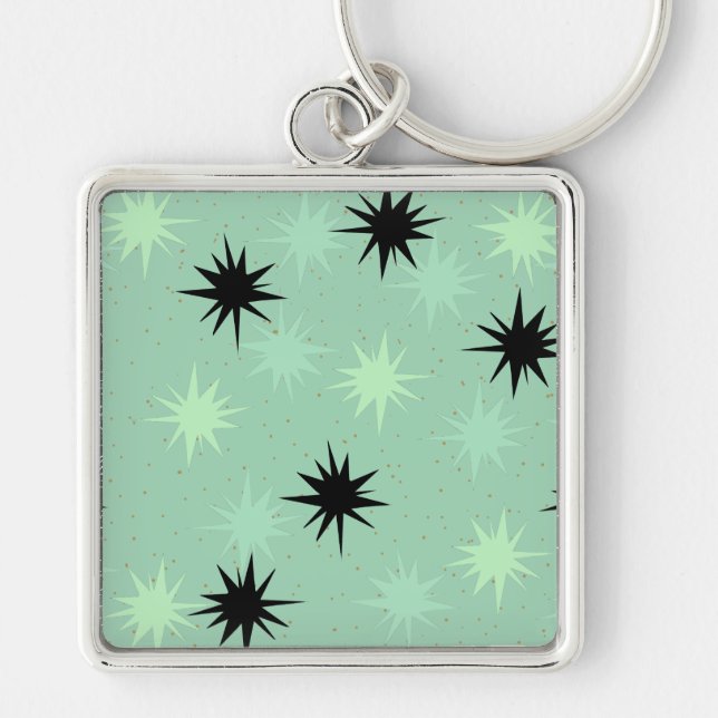 Atomic Jade and Mint Starbursts Keychain (Front)