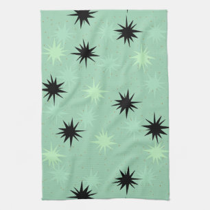 Atomic Jade and Mint Starbursts Kitchen Towel