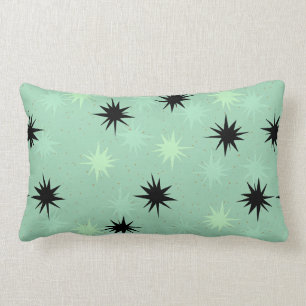 Atomic Jade and Mint Starbursts Lumbar Pillow