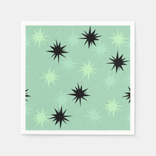 Atomic Jade Starbursts Paper Napkins (Front)