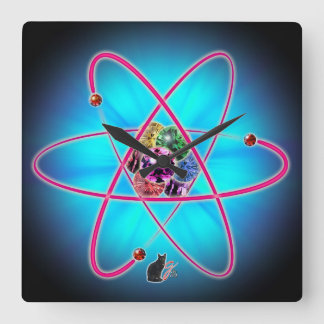 Atomic Jewels Square Wall Clock