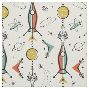 Atomic Kitty Rockets ©studioxtine Fabric