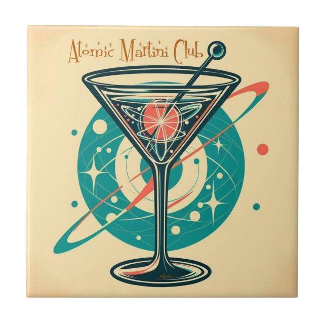 Atomic Martini Club Ceramic Tile (Front)
