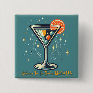 Atomic Martini Club Retro Futuristic Cocktail 15 Cm Square Badge