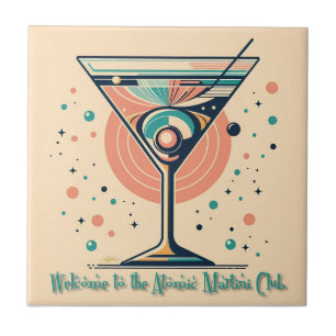Atomic Martini Club Retro Futuristic Space Age Ceramic Tile