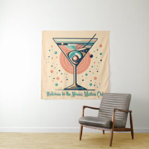 Atomic Martini Club Retro Futuristic Space Age Tapestry