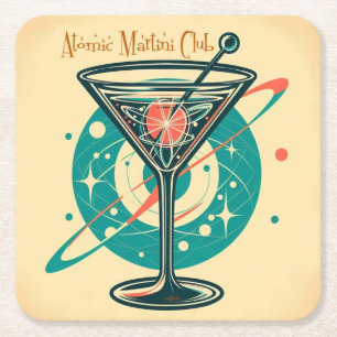 Atomic Martini Club Square Paper Coaster