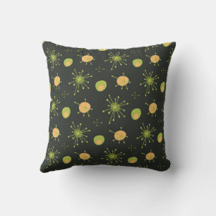 Atomic MCM Starburst Pattern Green, Orange Cushion