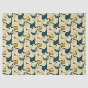 Atomic Mid Century Black Cat Starburst Decoupage Tissue Paper