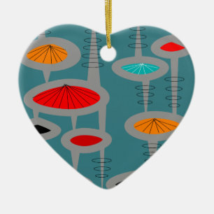 Atomic Mid-Century Inspired Abstract Ceramic Ornament