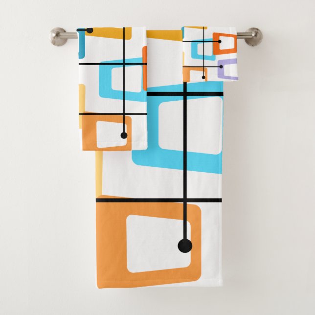 Atomic Mid-Century Modern Bath Towel Set (Insitu)