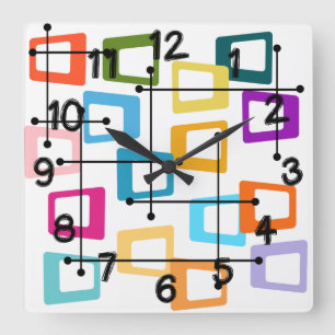 Atomic Mid-Century Modern Square Wall Clock