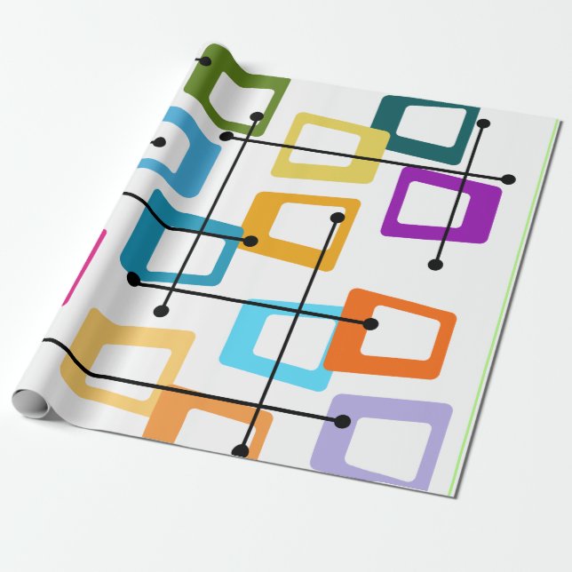 Atomic Mid-Century Modern Wrapping Paper (Unrolled)