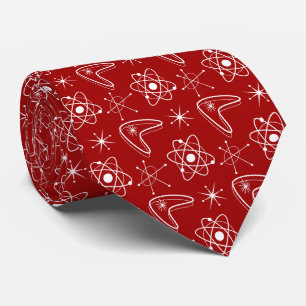 Atomic Midcentury Modern Christmas RED Mod Stars Tie