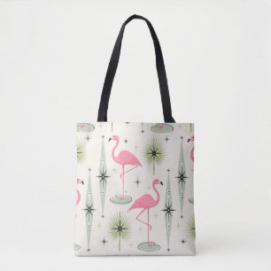 Atomic Oasis with Pink Flamingos Tote Bag