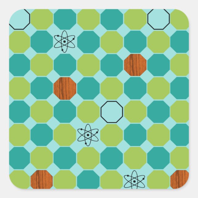 Atomic Octagons Square Stickers (Front)