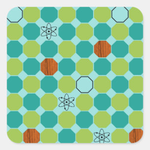 Atomic Octagons Square Stickers