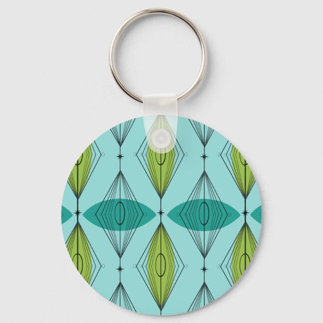 Atomic Ogee and Starbursts Button Keychain (Front)