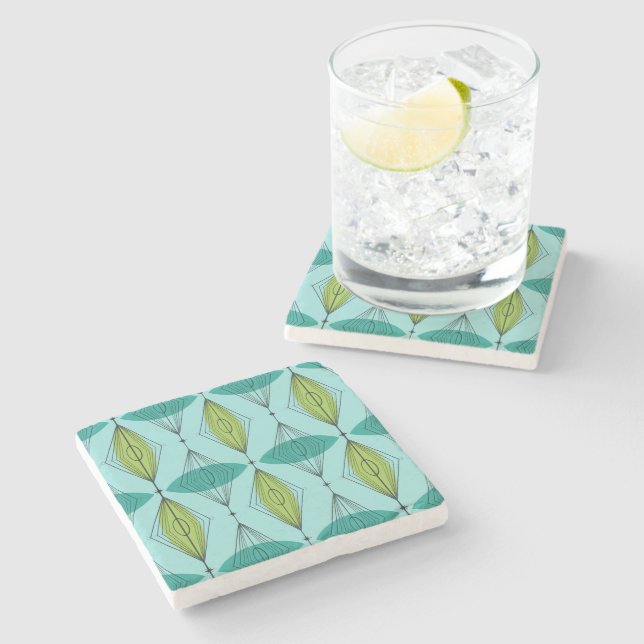 Atomic Ogee and Starbursts Marble Stone Coaster (Side)
