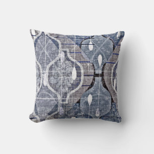 Atomic Ogee Blue Grey Modern Farmhouse Midcentury Cushion