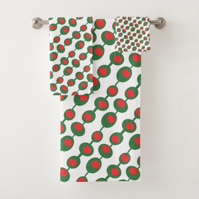 Atomic Olives Mid Century Pattern Bath Towel Set (Insitu)