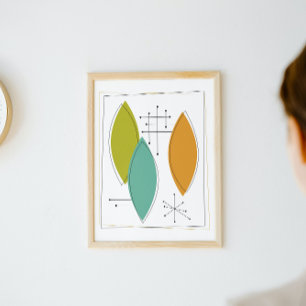 Atomic Ornaments Mid Century Modern Art Poster