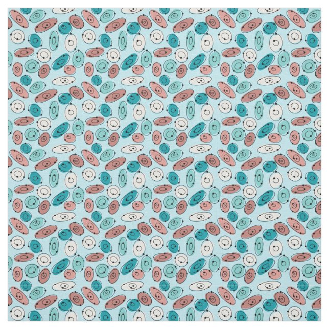 Atomic Ovals Turquoise Fabric (Swatch)