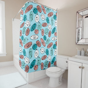 Atomic Ovals Turquoise Shower Curtain