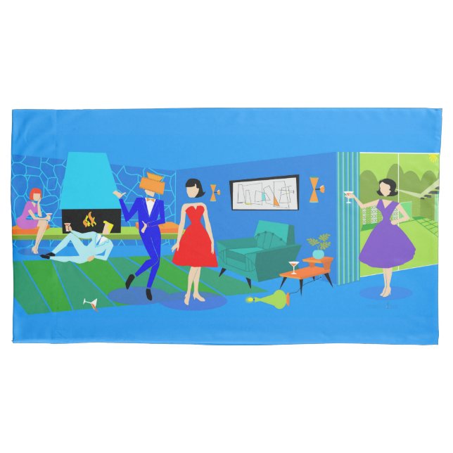 Atomic Palm Springs Cocktail Party Pillowcase (Front)