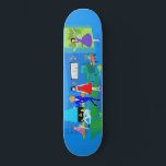 Atomic Palm Springs Cocktail Party Skateboard<br><div class="desc">This Atomic Palm Springs Cocktail Party Skateboard is kitschy sophistication at its most fabulous! The 1960s style, minimalist art design features a mid-century modern stone fireplace in a shade of blue that coordinates perfectly with the bright cobalt of the rest of the living room. You can see a spectacular view...</div>