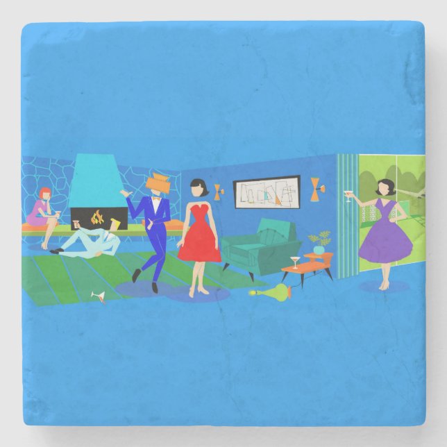 Atomic Palm Springs Cocktail Party Stone Coaster (Front)