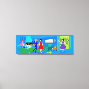 Atomic Palm Springs Cocktail Party Wrapped Canvas