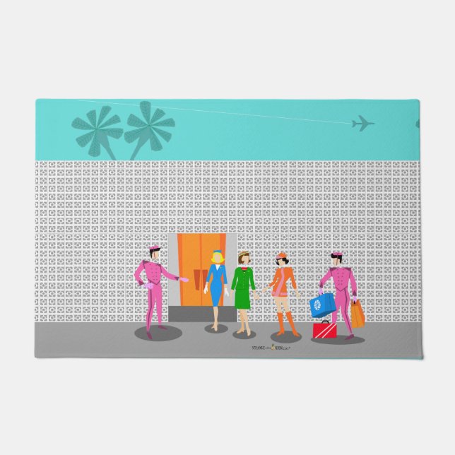 Atomic Palm Springs Stewardess Party Door Mat (Front)