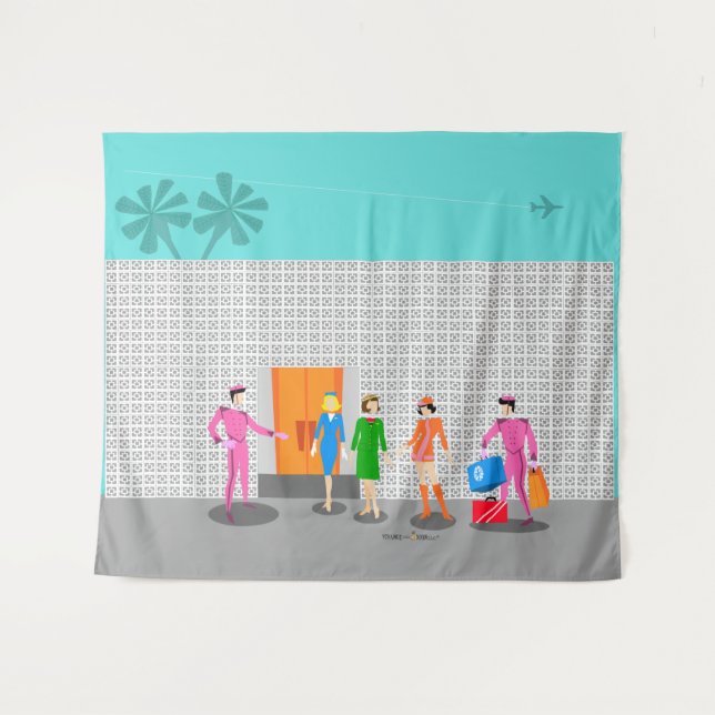Atomic Palm Springs Stewardess Party Tapestry (Front (Horizontal))