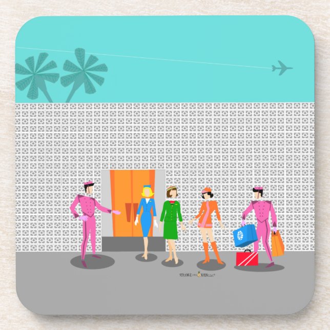 Atomic Palm Springs Stewardess plastic coaster (Front)