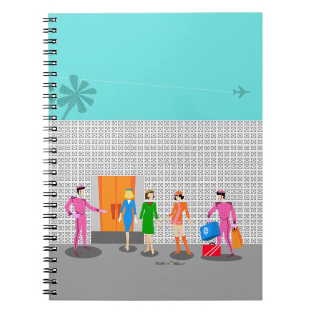 Atomic Palm Springs Stewardess Spiral Notebook (Front)