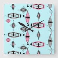 Atomic Pink & Grey Pattern Acrylic Clock