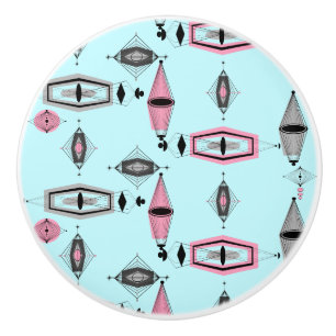 Atomic Pink & Grey Pattern Ceramic Knob
