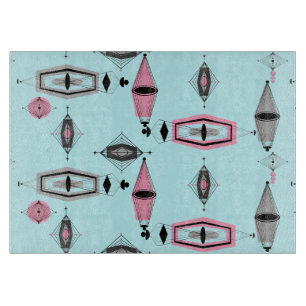 Atomic Pink & Grey Pattern Cutting Board
