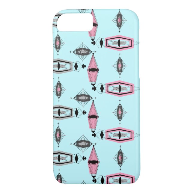 Atomic Pink & Grey Pattern iPhone 7 Plus Case (Back)