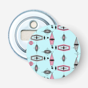 Atomic Pink & Grey Pattern Magnetic Bottle Opener