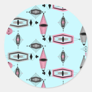 Atomic Pink & Grey Pattern Stickers