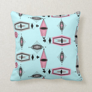 Atomic Pink & Grey Pattern Throw Pillow