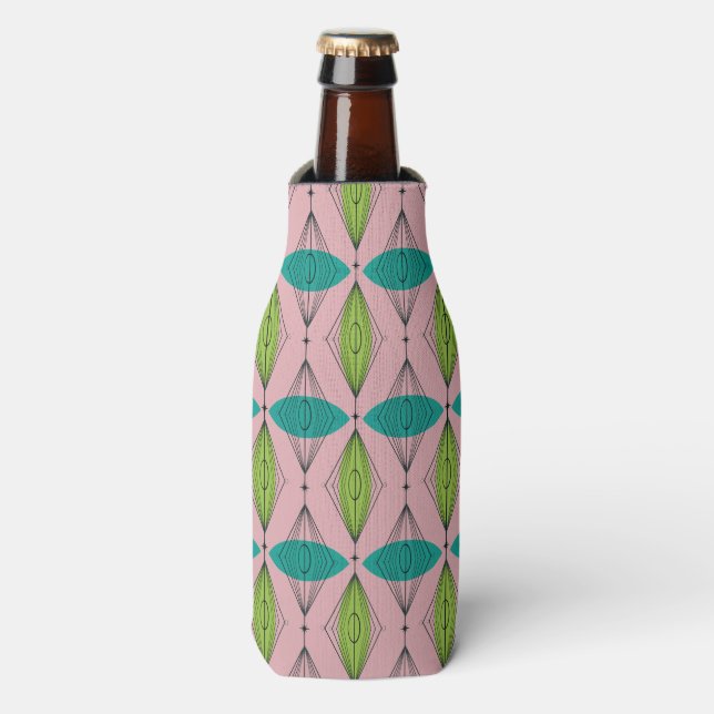 Atomic Pink Ogee and Starbursts Bottle Cooler (Bottle Front)