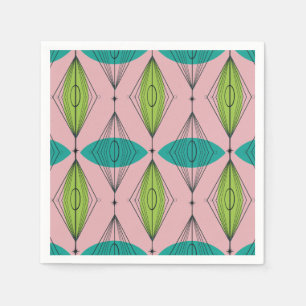 Atomic Pink Ogee and Starbursts Paper Napkins