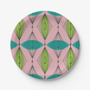 Atomic Pink Ogee and Starbursts Paper Plates