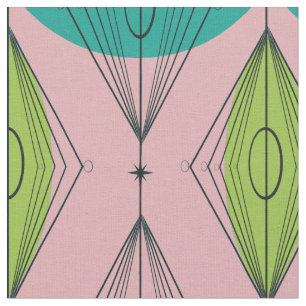 Atomic Pink Ogee & Starburst Cotton Fabric